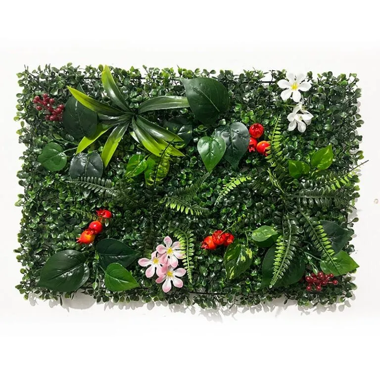 Vintage Grass Wall Panel with Flowers