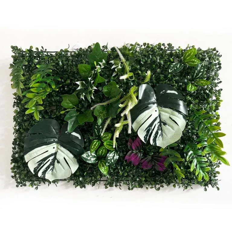Vintage Grass Wall Panel with Flowers