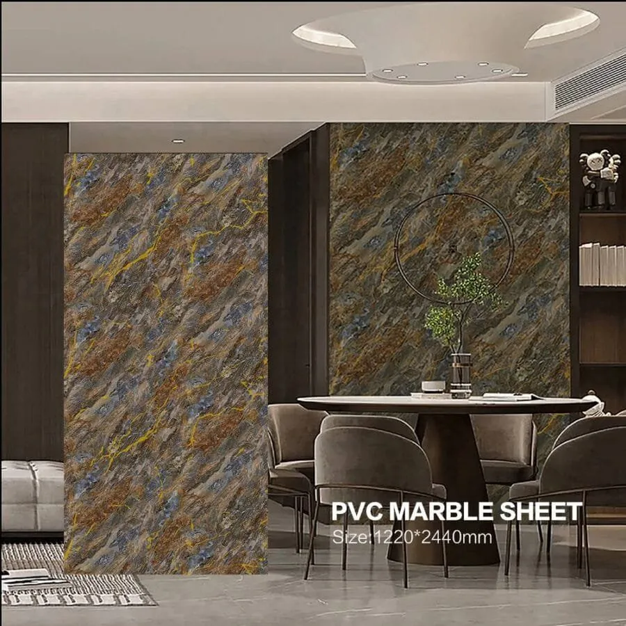 Grey UV Marble Sheet Luxury Stone Finish