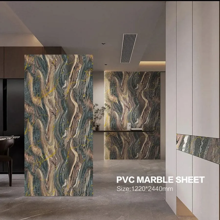 Grey UV Marble Sheet Luxury Stone Finish