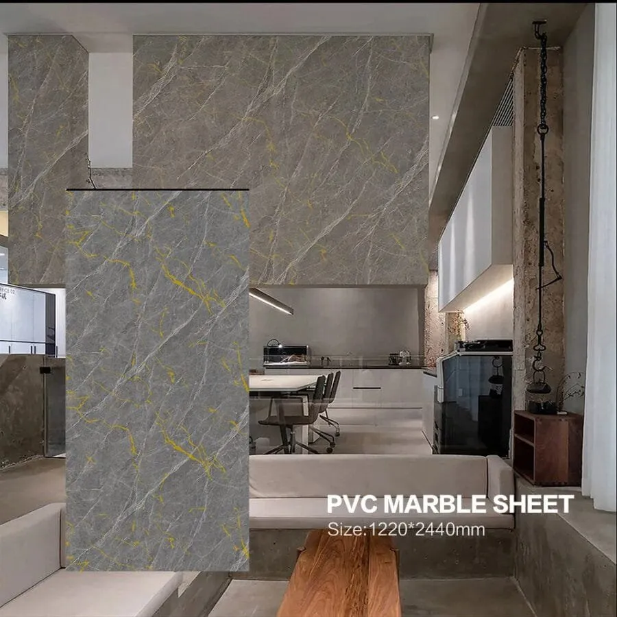 Grey UV Marble Sheet Luxury Stone Finish